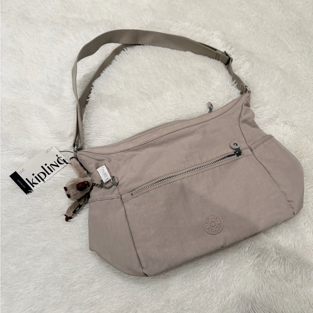 Kipling Dusty Rose Shoulder Bag with Monkey Charm